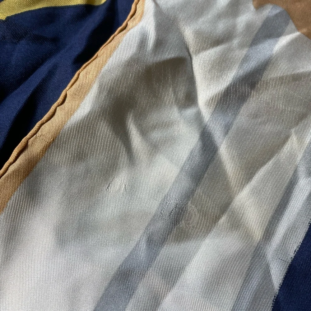 Vintage 70s Christian Dior 100% silk scarf abstract Iris design and logo large